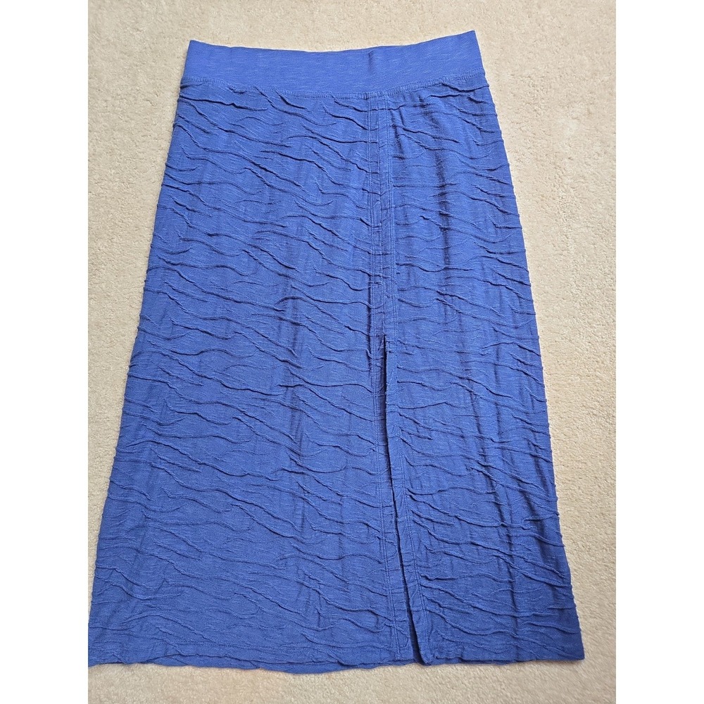 Horny Toad Samba Wave Skirt S Blue Midi Pull On Stretchy‎ Knit Organic Cotton